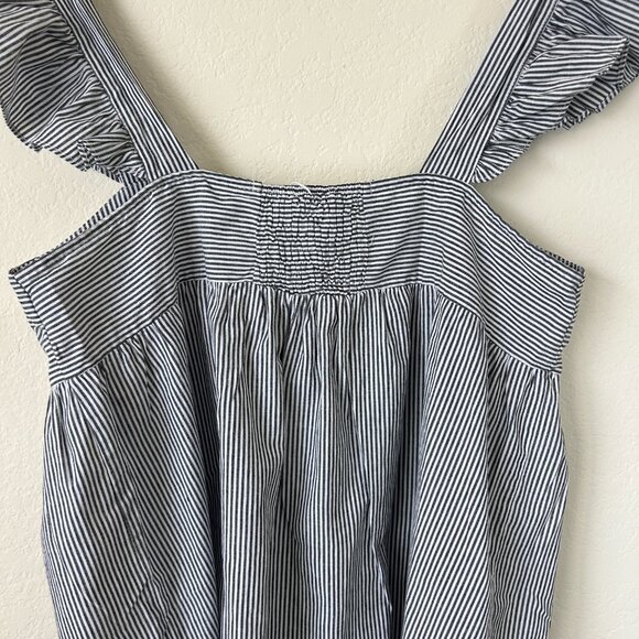 Savanna Jane Top Womens Medium Striped Floral Embroidered Ruffle Summer Tank M - Picture 8 of 9